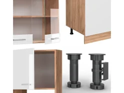 Mueble de cocina blanco brillo intenso/roble dorado 300x46x81.6 r-line