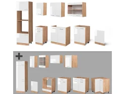 Mueble de cocina blanco brillo intenso/roble dorado 300x46x81.6 r-line