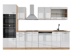 Mueble de cocina blanco brillo intenso/roble dorado 300x46x81.6 r-line