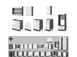 Mueble de cocina blanco brillo/antracita 300x46x81.6 fame-line