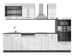 Mueble de cocina blanco brillo/antracita 300x46x81.6 fame-line