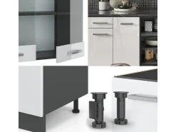 Mueble de cocina blanco brillo/antracita 240x60x81.6 r-line
