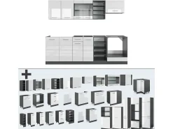 Mueble de cocina blanco brillo/antracita 240x60x81.6 r-line