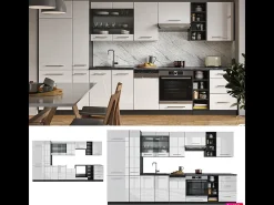 Mueble de cocina blanco brillo/antracita 355x60x81.6 fame-line