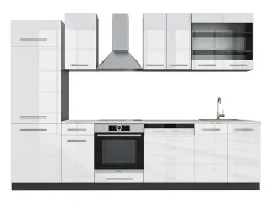 Mueble de cocina blanco brillo/antracita 300x60x81.6 fame-line
