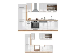 Mueble de cocina blanco brillo intenso/roble dorado 300x46x81.6 fame-line