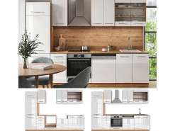 Mueble de cocina blanco brillo intenso/roble dorado 300x46x81.6 fame-line