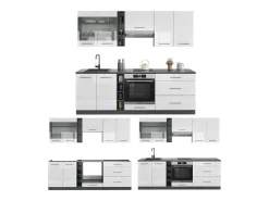 Mueble de cocina blanco brillo/antracita 235x60x81.6 fame-line