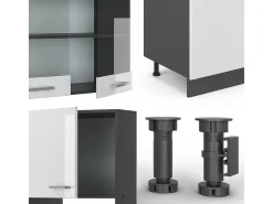 Mueble de cocina blanco brillo/antracita 300x60x81.6 r-line