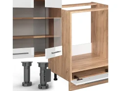 Mueble de cocina blanco brillo intenso/roble dorado 355x60x81.6 fame-line