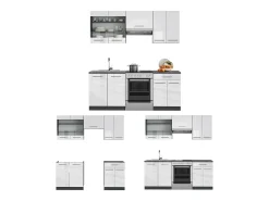Mueble de cocina blanco brillo/antracita 200x60x81.6 fame-line