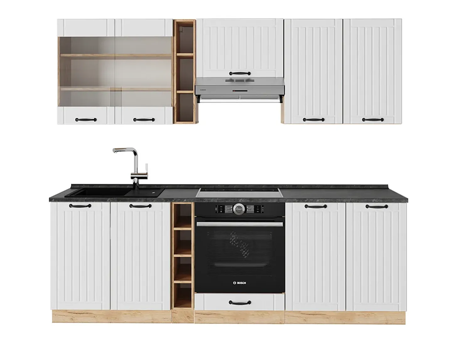 Mueble de cocina blanco casa de campo 235x46x81.6 fame-line