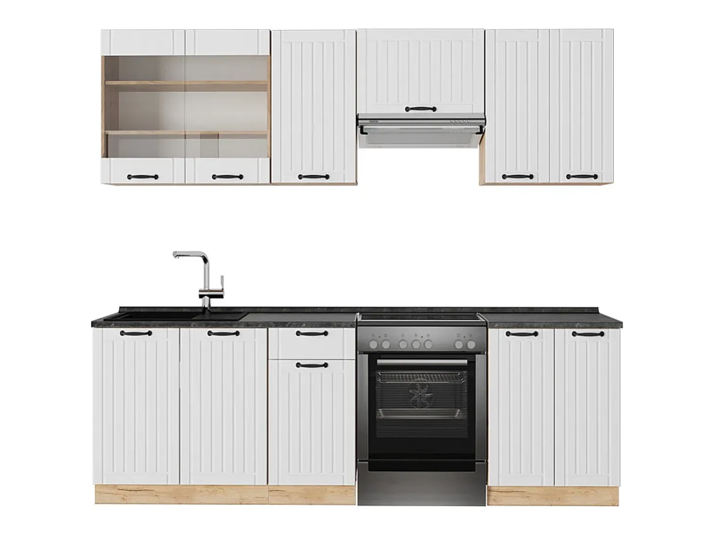 Mueble de cocina blanco casa de campo 240x60x81.6 fame-line
