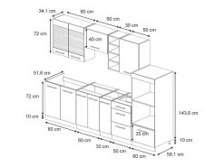 Mueble de cocina blanco casa de campo 280x46x81.6 fame-line