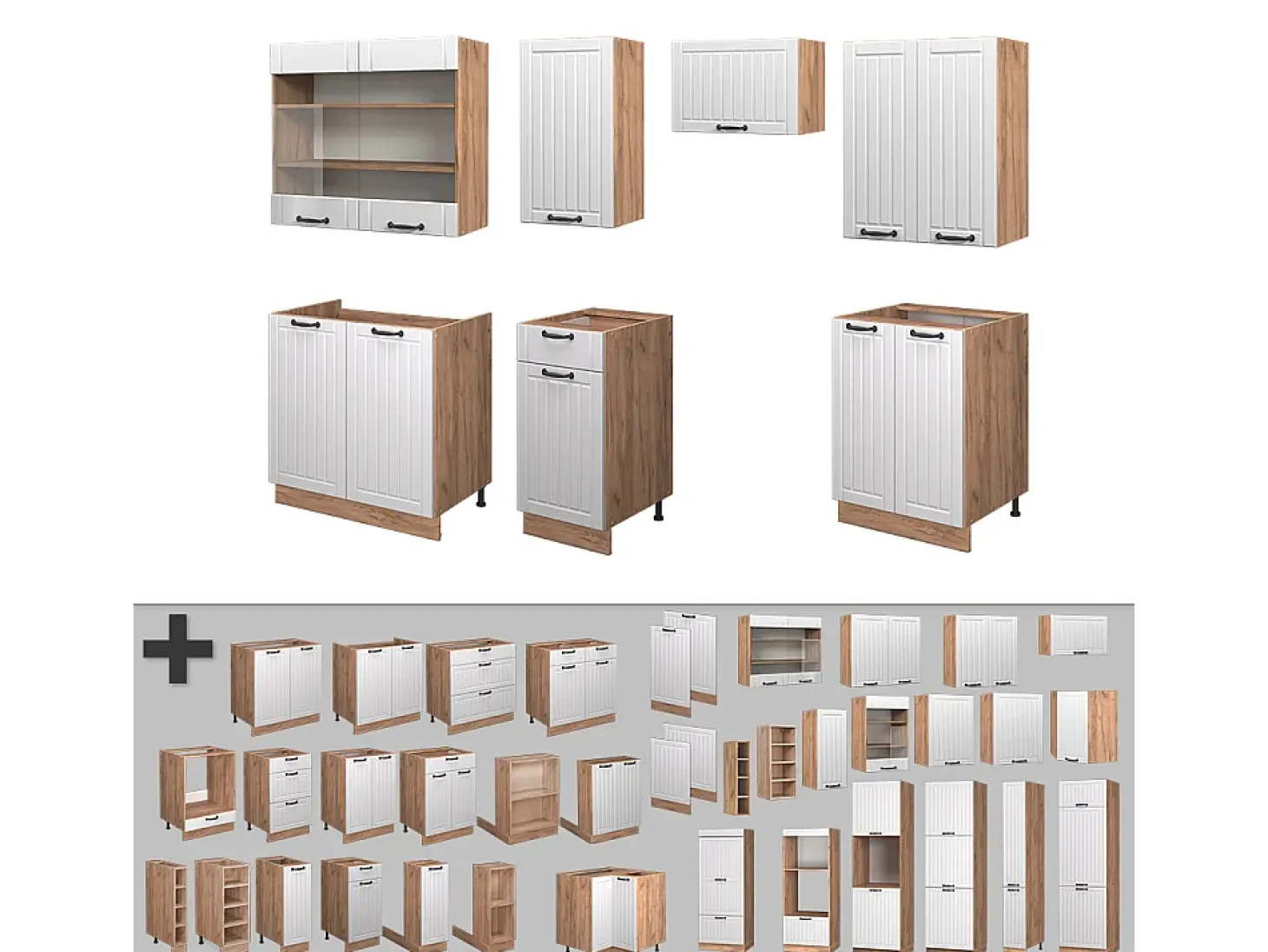 Mueble de cocina blanco casa de campo 240x60x81.6 fame-line