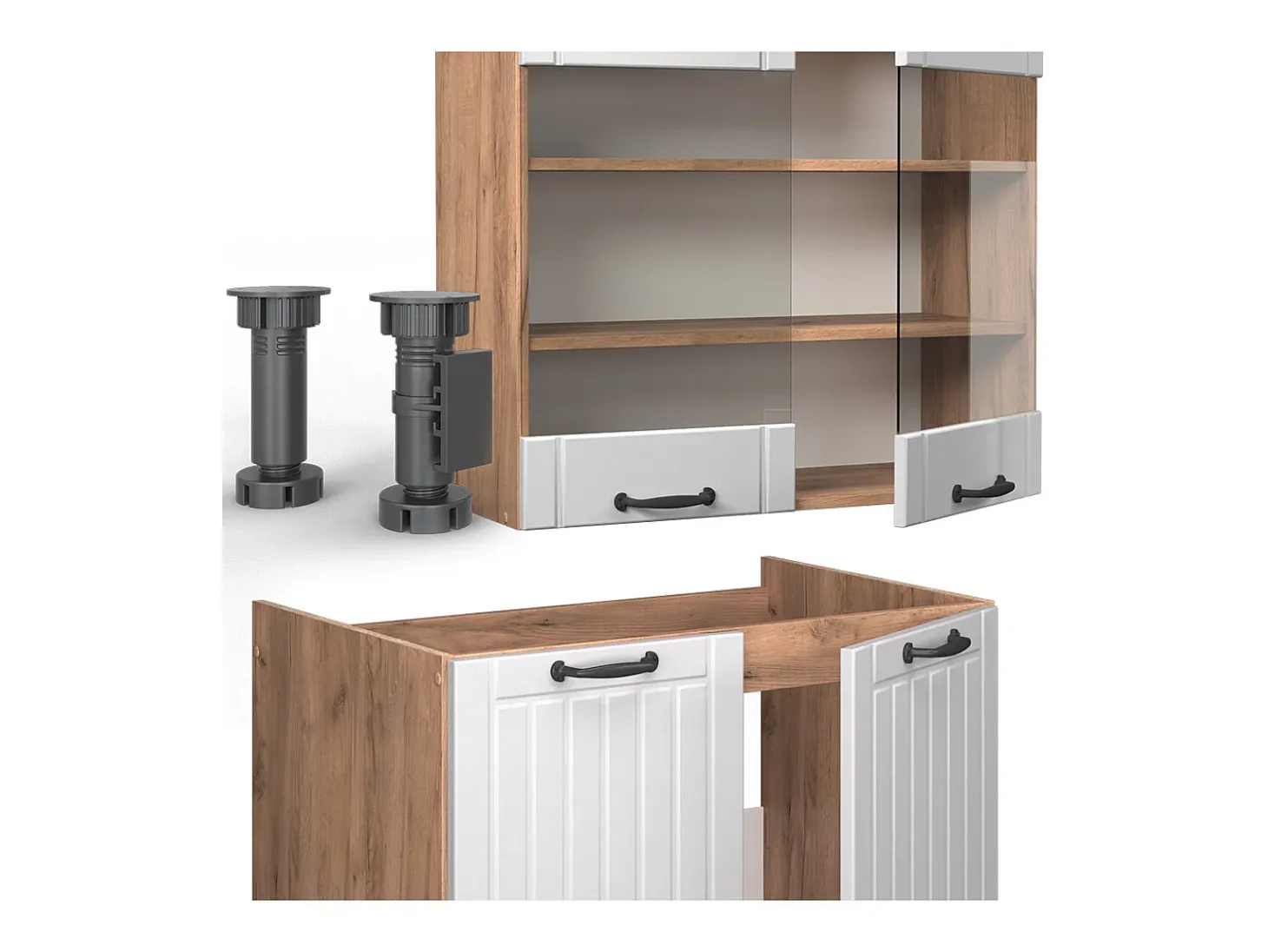 Mueble de cocina blanco casa de campo 235x60x81.6 fame-line