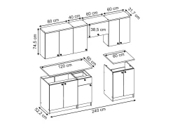 Mueble de cocina blanco 240x60x81.6 bergamo