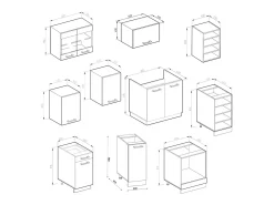 Mueble de cocina blanco/antracita 240x60x81.6 r-line