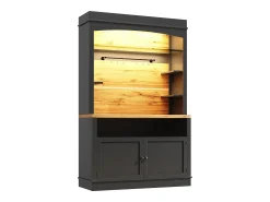 Mueble de cocina, buffet de cocina 107x43x184 cm - con iluminación LED - estante abierto - negro