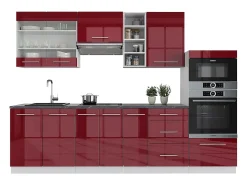 Mueble de cocina burdeos brillo intenso/blanco 280x46x81.6 fame-line