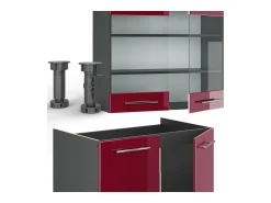 Mueble de cocina burdeos brillo intenso/antracita 200x46x81.6 fame-line