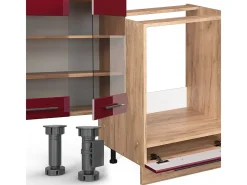 Mueble de cocina burdeos brillo intenso/roble dorado 355x46x81.6 fame-line