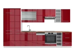 Mueble de cocina burdeos brillo intenso/blanco 355x60x81.6 fame-line