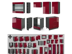 Mueble de cocina burdeos brillo intenso/antracita 235x60x81.6 fame-line