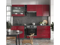 Mueble de cocina burdeos brillo intenso/antracita 235x60x81.6 fame-line