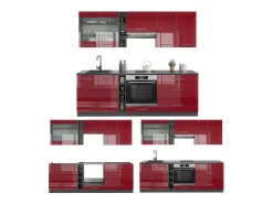 Mueble de cocina burdeos brillo intenso/antracita 235x60x81.6 fame-line