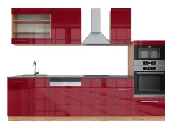 Mueble de cocina burdeos brillo intenso/roble dorado 300x60x81.6 fame-line