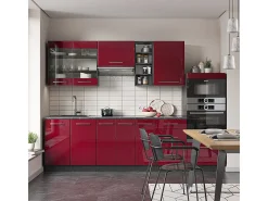 Mueble de cocina burdeos brillo intenso/antracita 280x60x81.6 fame-line