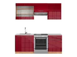 Mueble de cocina burdeos brillo intenso/roble dorado 200x60x81.6 fame-line