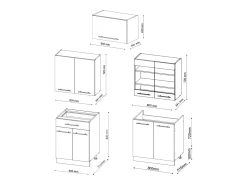 Mueble de cocina burdeos brillo intenso/roble dorado 200x60x81.6 fame-line