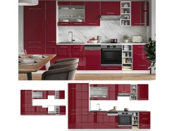 Mueble de cocina burdeos brillo intenso/blanco 355x46x81.6 fame-line