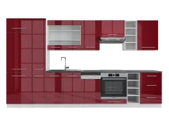 Mueble de cocina burdeos brillo intenso/blanco 355x46x81.6 fame-line