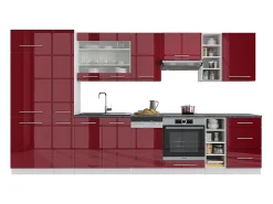 Mueble de cocina burdeos brillo intenso/blanco 355x46x81.6 fame-line