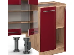 Mueble de cocina burdeos brillo intenso/roble dorado 300x46x81.6 fame-line