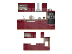Mueble de cocina burdeos brillo intenso/roble dorado 300x46x81.6 fame-line