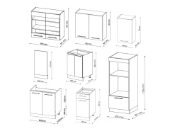 Mueble de cocina burdeos brillo intenso/roble dorado 300x46x81.6 fame-line