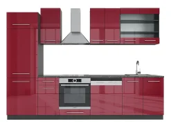 Mueble de cocina burdeos brillo intenso/antracita 300x60x81.6 fame-line