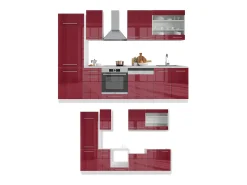 Mueble de cocina burdeos brillo intenso/blanco 300x46x81.6 fame-line