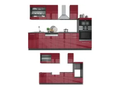 Mueble de cocina burdeos brillo intenso/antracita 300x46x81.6 fame-line