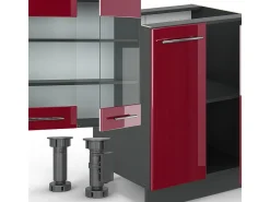 Mueble de cocina burdeos brillo intenso/antracita 300x46x81.6 fame-line