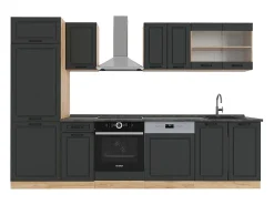 Mueble de cocina casa de campo antracita/roble dorado 300x60x81.6 r-line