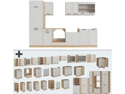 Mueble de cocina casa de campo blanca/roble dorado 300x60x81.6 r-line