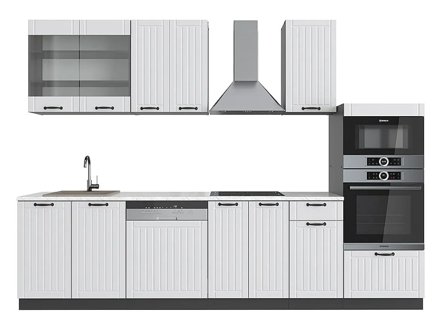 Mueble de cocina casa de campo blanca/antracita 300x60x81.6 fame-line