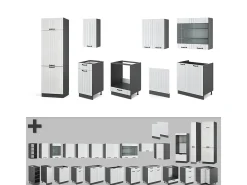 Mueble de cocina casa de campo blanca/antracita 300x60x81.6 fame-line