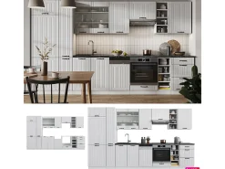 Mueble de cocina casa de campo blanca/blanca 355x60x81.6 fame-line