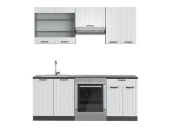 Mueble de cocina casa de campo blanca/antracita 200x60x81.6 fame-line
